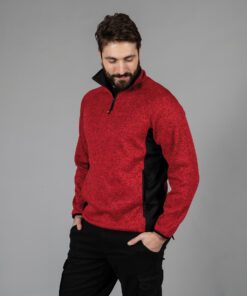 Felpa in Maglia (knitted fleece) con Mezza Zip e Inserti in Tessuto Elasticizzato