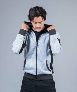 Felpa in Maglia (knitted fleece) con Cappuccio e Inserti in Tessuto Elasticizzato Man