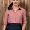 Women Long Sleeve Microcheck Gingham Shirt