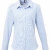Women Long Sleeve Microcheck Gingham Shirt