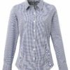 Women Long Sleeve Microcheck Gingham Shirt