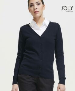 Cardigan Donna Collo a V Con Bottoni