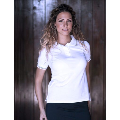 Polo Donna Con Costina Tricolore