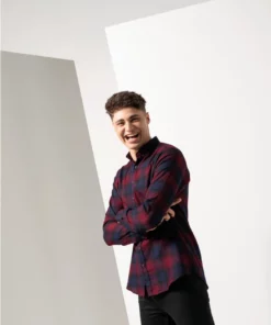 Camicia a Quadri Uomo con colletto button-down