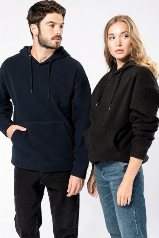 Felpa unisex con cappuccio oversize in pile riciclato