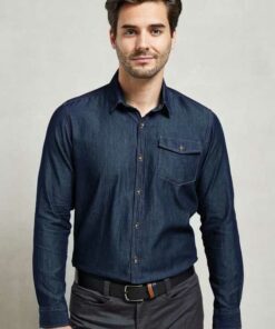 Man Jeans Stitch Denim Shirt