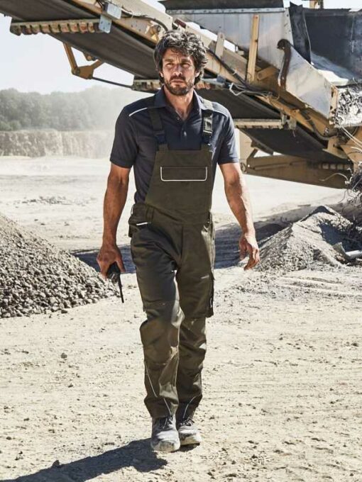 Workwear Pants With Bib Solid